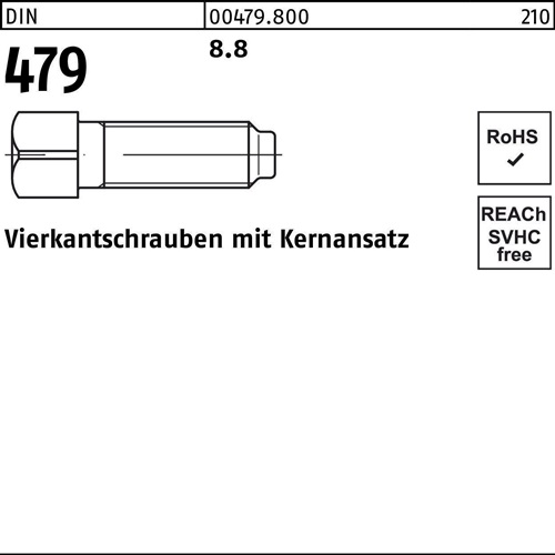 Vierkantschraube DIN 479 Kernansatz M12x 50 8.8 25 Stück