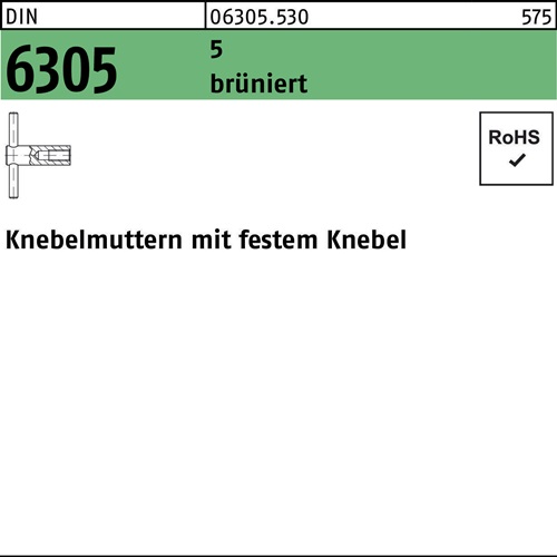 Knebelmutter DIN 6305 m.festem Knebel 5 brüniert 1 Stück