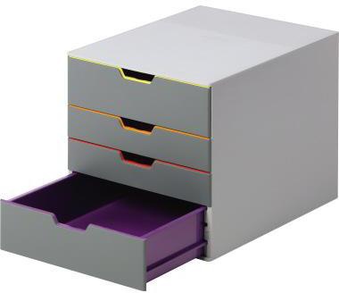 DURABLE Schubladenbox VARICOLOR 4 760427 4Schubfächer grau/farbig