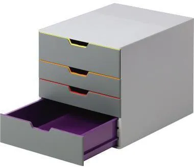 DURABLE Schubladenbox VARICOLOR 4 760427 4Schubfächer grau/farbig
