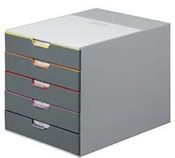 DURABLE Schubladenbox VARICOLOR 5 760527 5Schubfächer grau/bunt