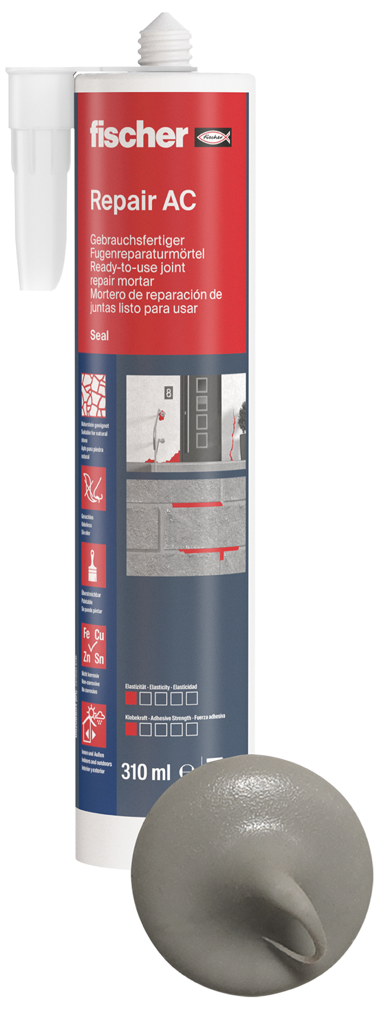 fischer Fugenreparaturmörtel Repair AC zementgrau 310 ml