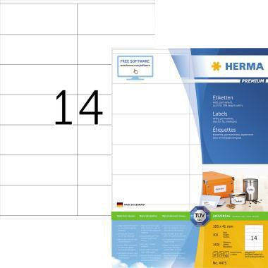 HERMA Etikett PREMIUM 4475 105x41mm weiß 1.400 St./Pack.