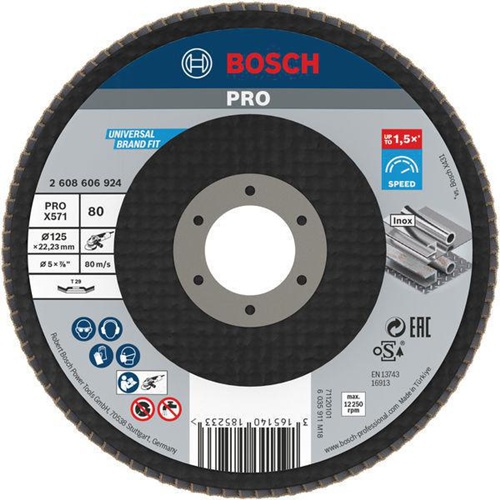 Bosch Fächerschleifscheibe PRO X571 Scheiben-D.125mm Körnung 80 gewinkelt