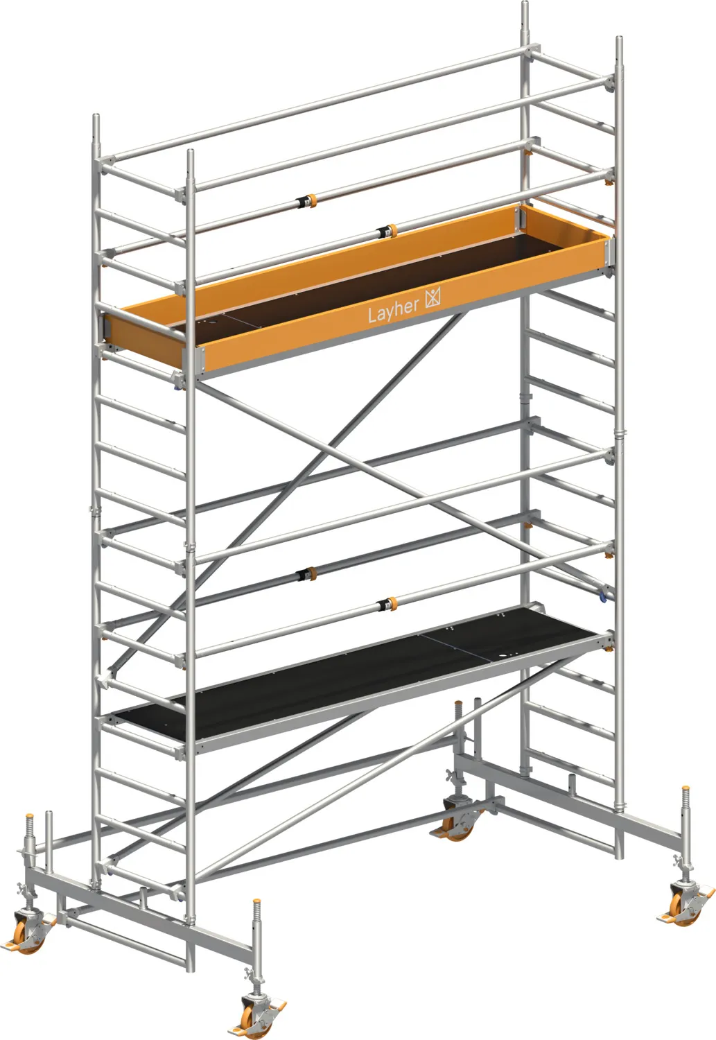 Layher Fahrgerüst Uni Standard P2 mit Uni Telegeländer Typ: 1411103 | SH: 3,35 m / AH: 5,35 m