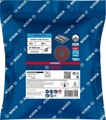 Bosch Fiberscheibe Expert R781 Prisma Ceramic D.180mm Bohrungs-D.22,23mm 