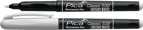 Permanentmarker INSTANT WHITE weiß Strich-B.1-2mm Stift m.Clip PICA