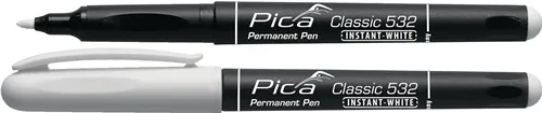 Permanentmarker INSTANT WHITE weiß Strich-B.1-2mm Stift m.Clip PICA