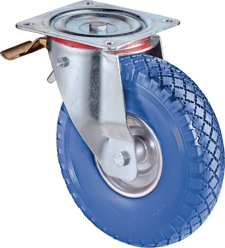 Lenkrolle mit Totalfeststeller mit Anschraubplatte Rollenlager Polyurethan pannensicher BS ROLLEN