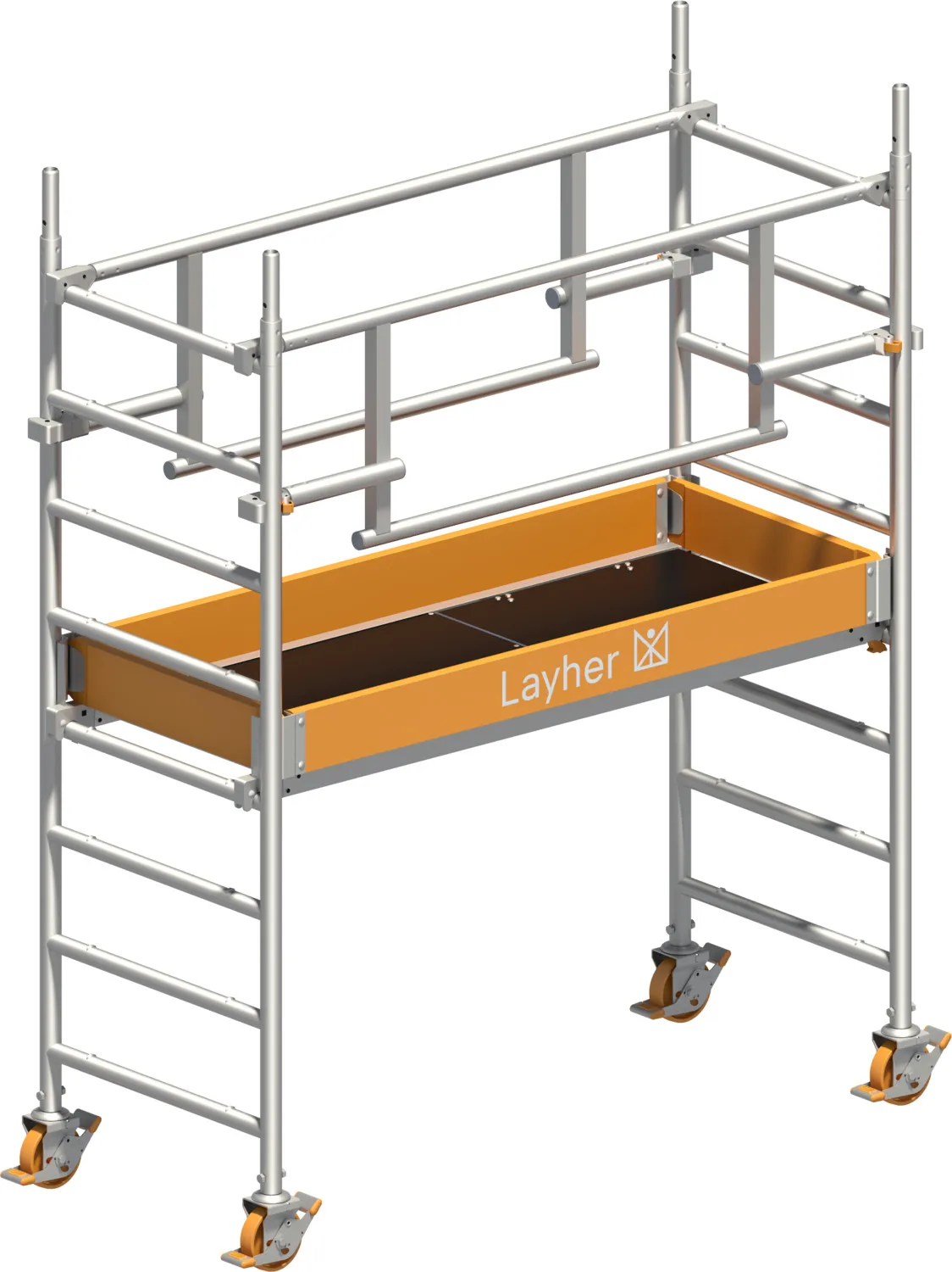 Layher Fahrgerüst Uni Leicht P2 SAFETY PLUS mit Doppelgeländer Typ: 1423201 | SH: 1,11 m / AH: 3,11 m