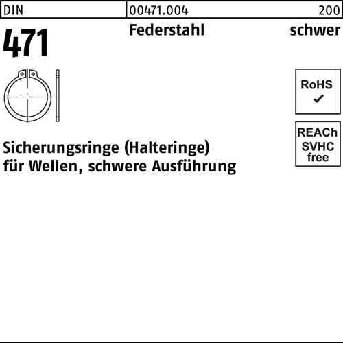 Sicherungsring DIN 471 25x 2 Federstahl schwere Ausf. 500 Stück