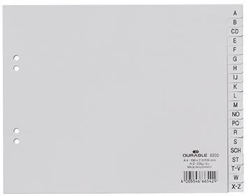 DURABLE Register 650010 DIN A4 teildeckend A-Z 20teilg PP grau