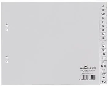 DURABLE Register 650010 DIN A4 teildeckend A-Z 20teilg PP grau