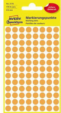 Avery Zweckform Markierungspunkt 3178 8mm leuchtorange 416 St./Pack.