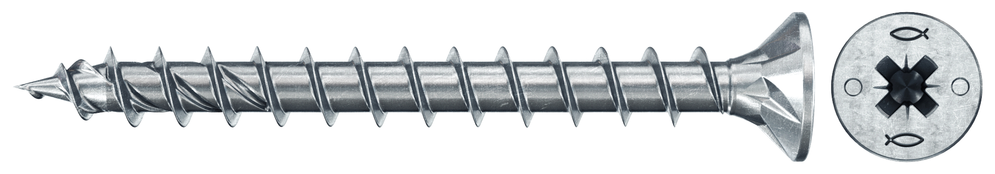 fischer PowerFast FPF II CZF 5,0 x 45 BC 500 Senkkopf mit Kreuzschlitz PZ Vollgewinde galvanisch verzinkt, blau passiviert