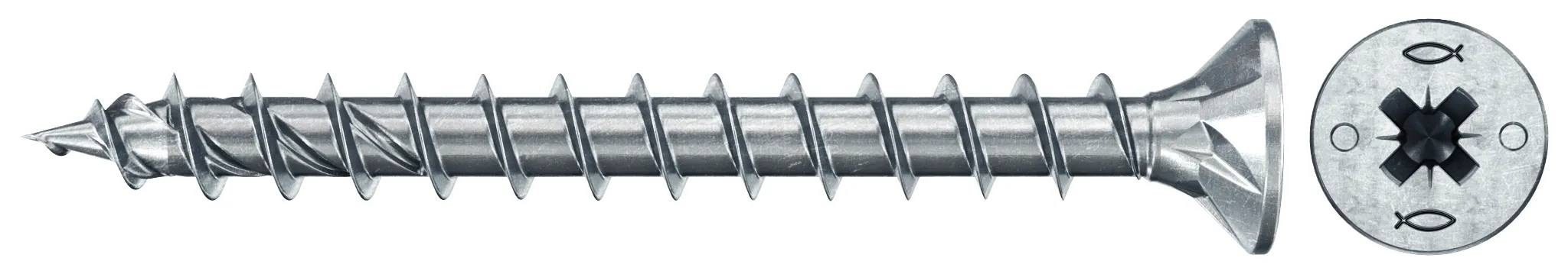fischer PowerFast FPF II CZF 5,0 x 50 BC 200 Senkkopf mit Kreuzschlitz PZ Vollgewinde galvanisch verzinkt, blau passiviert