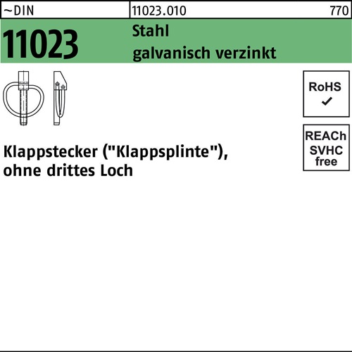 Klappstecker DIN 11023 6x 42 Stahl galv.verz. 50 Stück