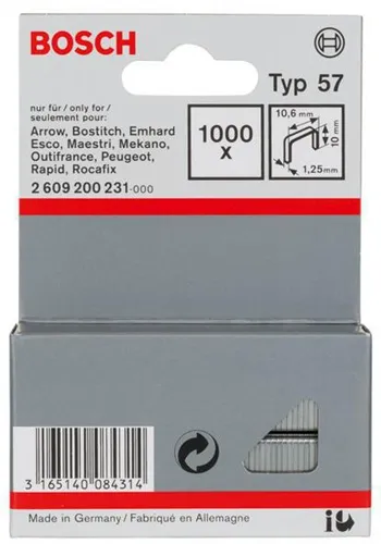 Bosch Flachdrahtklammer Typ 57 BxL 10,6x10mm Dicke 1,25mm 1000 St