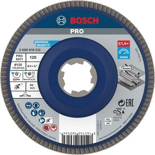 Bosch Fächerschleifscheibe PRO X571 D.125mm Körnung 120 gerade X-LOCK