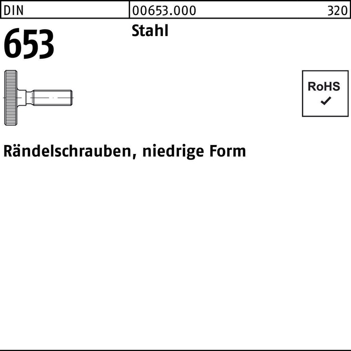 Rändelschraube DIN 653 niedrige FormM6x 16 Stahl 25 Stück