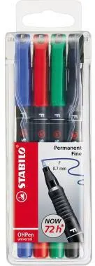STABILO Folienschreiber OHPen 842/4 F 0,7mm perm. sort. 4St.
