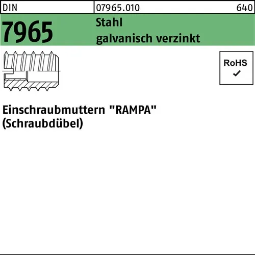 Einschraubmutter DIN 7965 M10x 40 Stahl galv.verz. 100 Stück