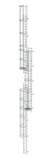 MUNK Mehrzügige Steigleiter mit Rückenschutz (Maschinen) Aluminium blank 17,16m