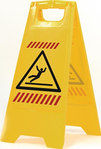 Warnschild B 300 x H 570 mm signalgelb / schwarz/rot SPRINTUS