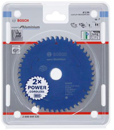 Bosch Kreissägeblatt Expert for Aluminium D.136mm Bohrung 20mm 48Zähne HLTCG