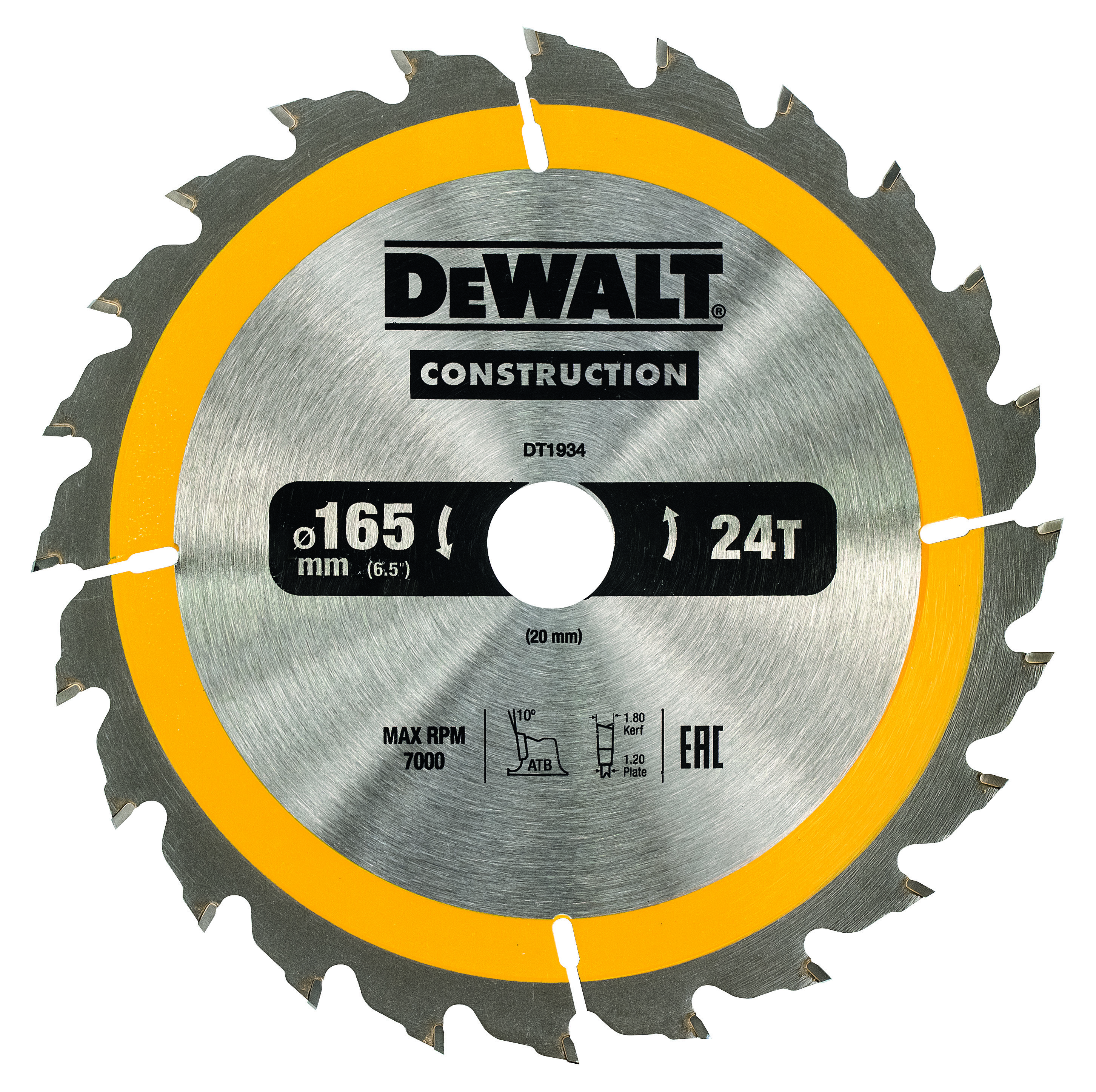 DEWALT DT1934-QZ Kreissägeblatt Handkr. 165/20 mm 24WZ