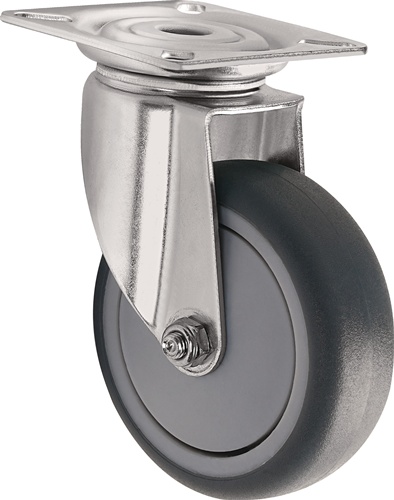 TECWERK Lenkrolle mit Anschraubplatte Gummi grau 