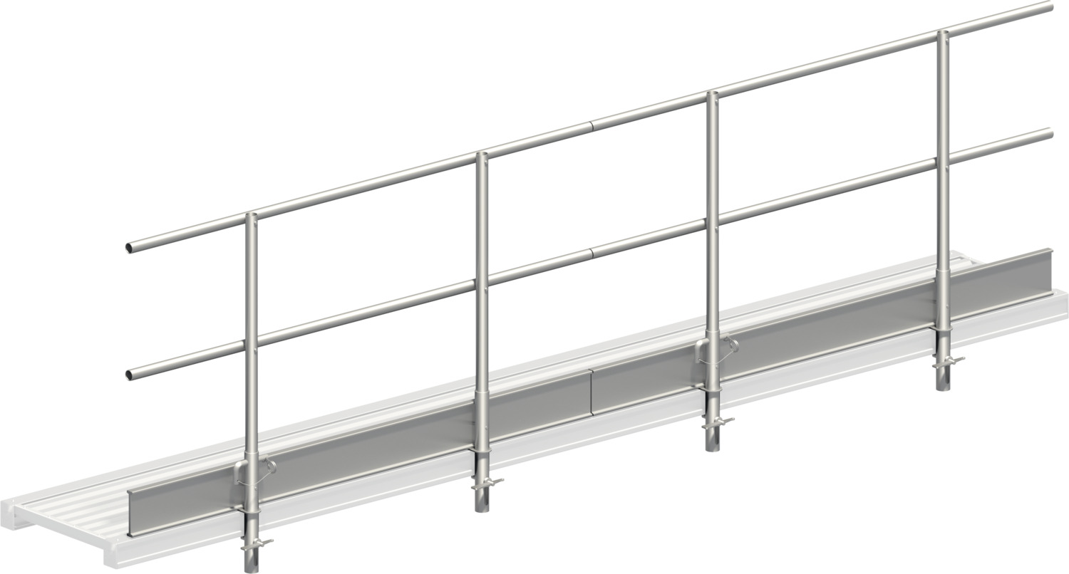Layher Dreiteiliger Seitenschutz für Alu-Steg 600 1348412 mit Länge: 4,12 m (einseitig)