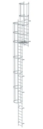 MUNK Mehrzügige Steigleiter mit Rückenschutz (Bau) Aluminium blank