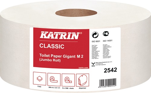 Toilettenpapier Katrin Classic Gigant M2 2-lagig 6 RL a 1200 Bl.=7200 Bl.KATRIN
