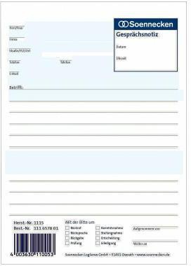 Soennecken Gesprächsnotiz 1115 DIN A5 50Blatt weiß