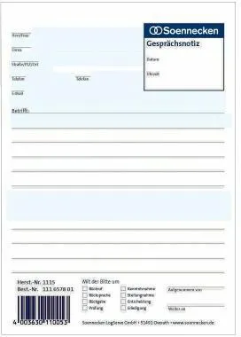 Soennecken Gesprächsnotiz 1115 DIN A5 50Blatt weiß
