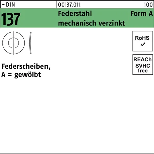 Federscheibe DIN 137 A 3 Federstahl mech.verz. 1000 Stück