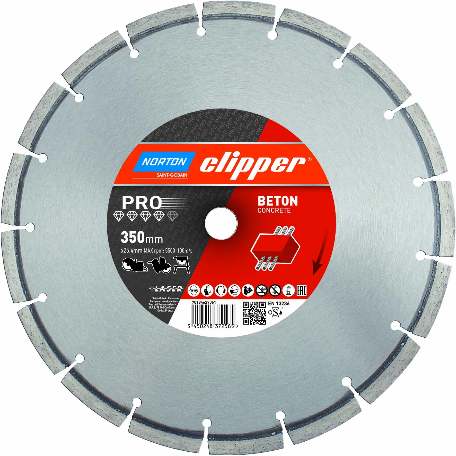Norton Clipper Diamanttrennscheibe Pro Beton - 230  x  22,23 mm