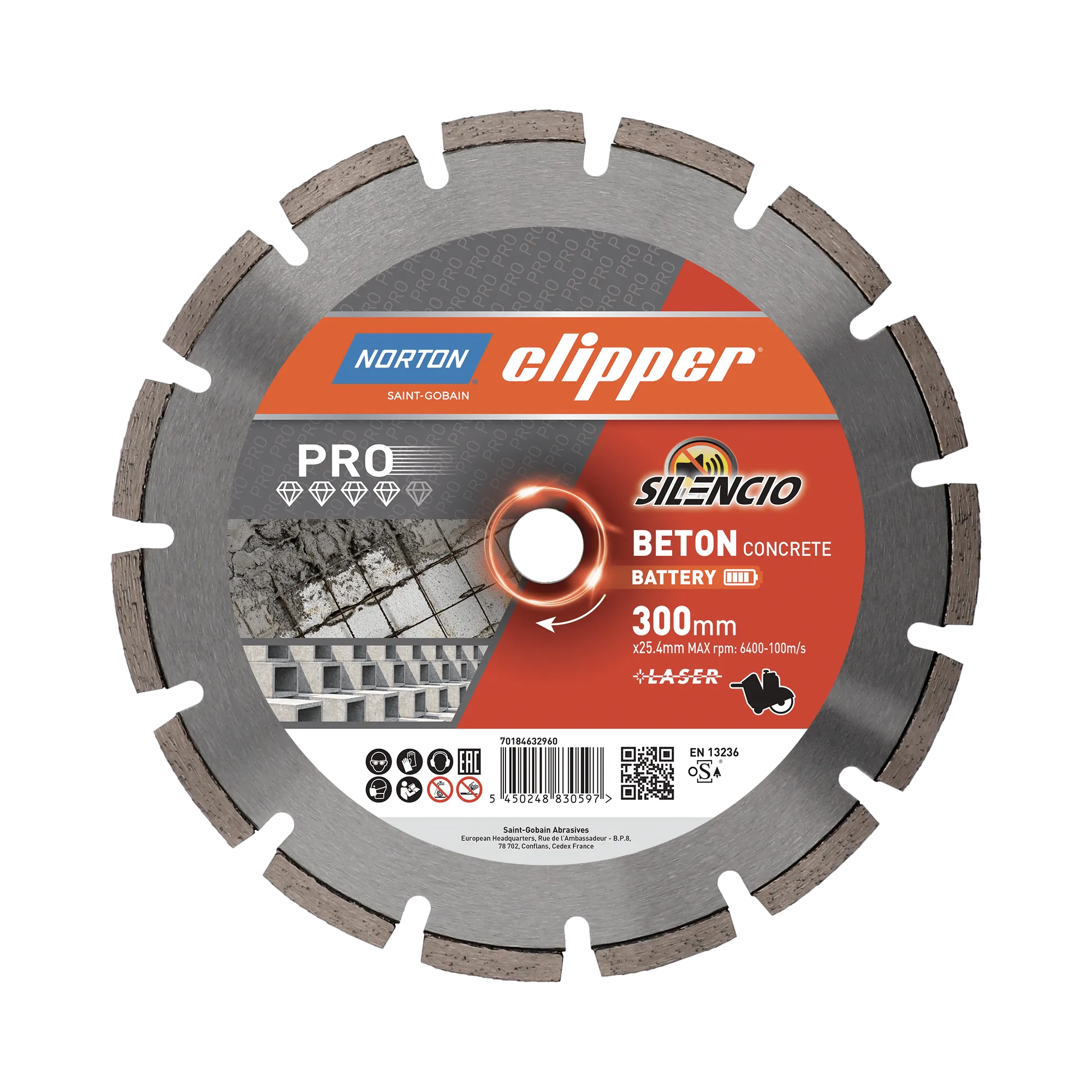 Norton Clipper Diamantscheibe Pro Beton Battery Silencio