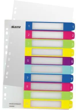 Leitz Register WOW 12430000 DIN A4 1-10 volle PP Höhe farbig