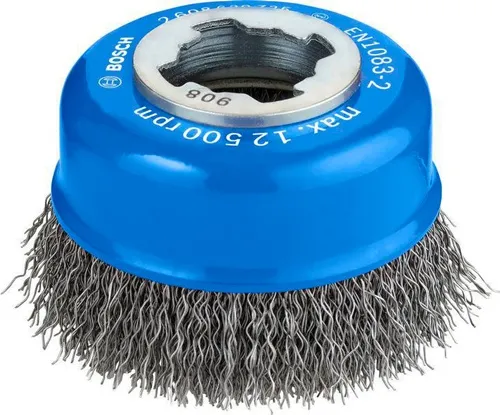 Bosch Topfbürste PRO Metal clean D.75mm Drahtst.0,3mm gewellt Stahldraht X-LOCK