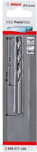 Bosch Metallspiralbohrer PointTeQ DIN388 Arbeits-L.57mm D.5,5mm Typ N
