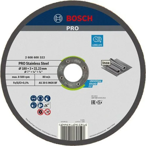 Bosch Trennscheibe PRO Stainless Steel AS 30 S INOX BF D.180mm gerade Dicke 3mm