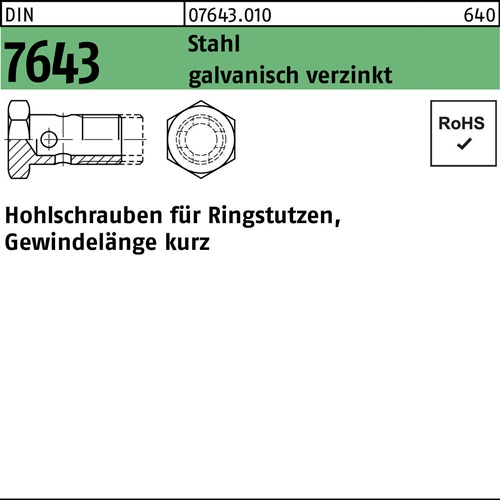 Hohlschraube DIN 7643 22-4 M26x1,5 Stahl galv.verz. 10 Stück