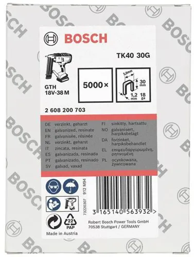 Bosch Klammer TK40 30G BxL 5,8x30mm Dicke 1,2mm geharzt verzinkt