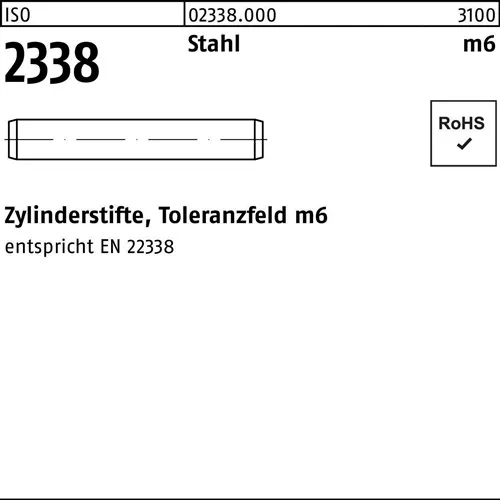 Zylinderstift ISO 2338 1 m6x 4 Stahl 1000 Stück