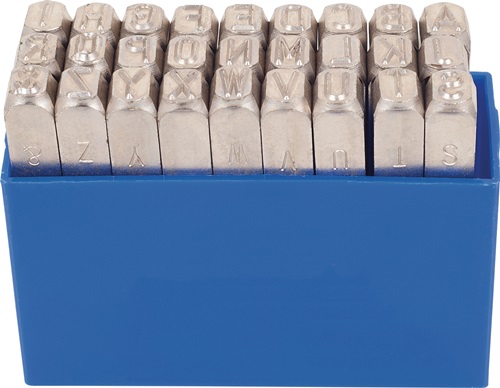 Schlagbuchstabensatz 331 27-tlg.Großbuchstaben A-Z Schrift-H.3mm in Ku.-Box