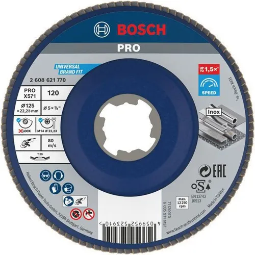 Bosch Fächerschleifscheibe PRO X571 D.125mm K120 gewinkelt X-LOCK