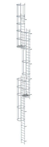 MUNK Mehrzügige Steigleiter mit Rückenschutz (Notleiter) Aluminium blank 15,20m
