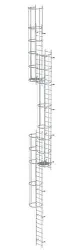 MUNK Mehrzügige Steigleiter mit Rückenschutz (Notleiter) Aluminium blank 15,20m